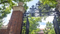 Image shows the Class of 1885 Gate, East at Harvard — it is widely referred to as “Sever Gate.”