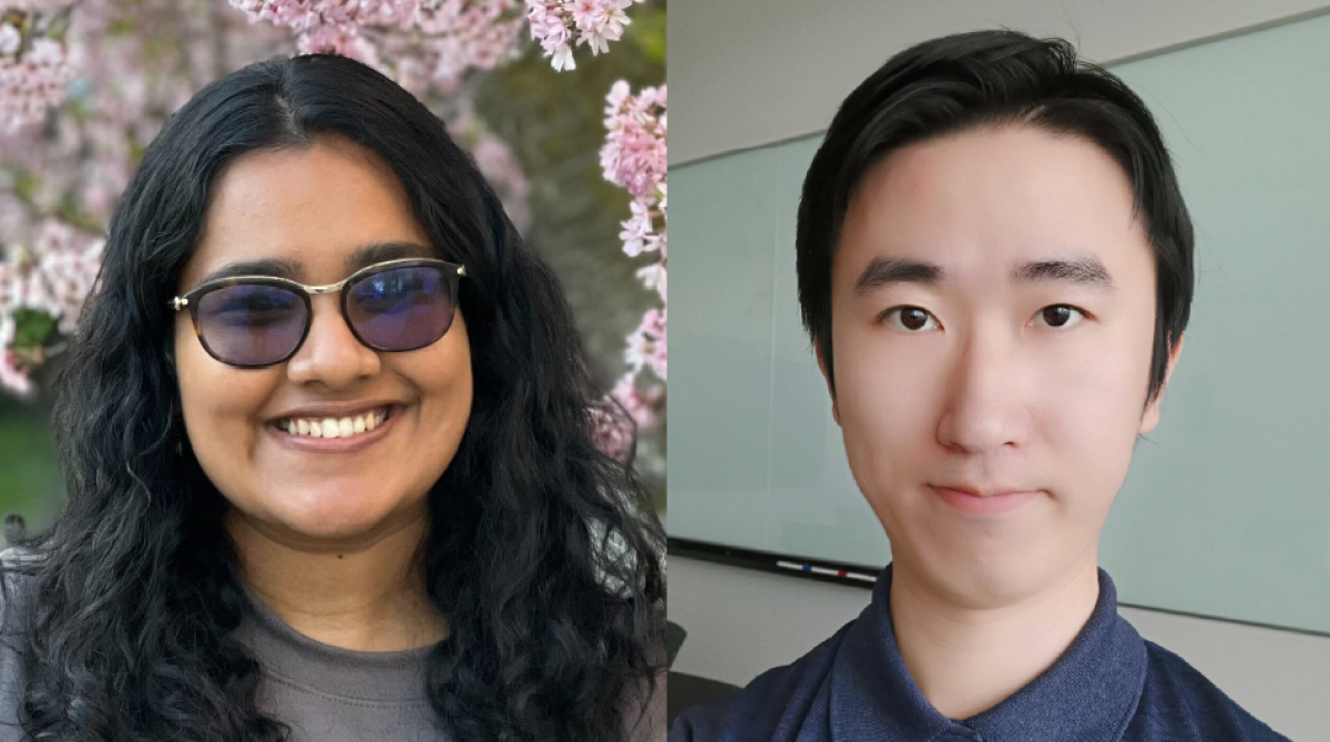 Brihi Joshi, left, and Fei Wang, right