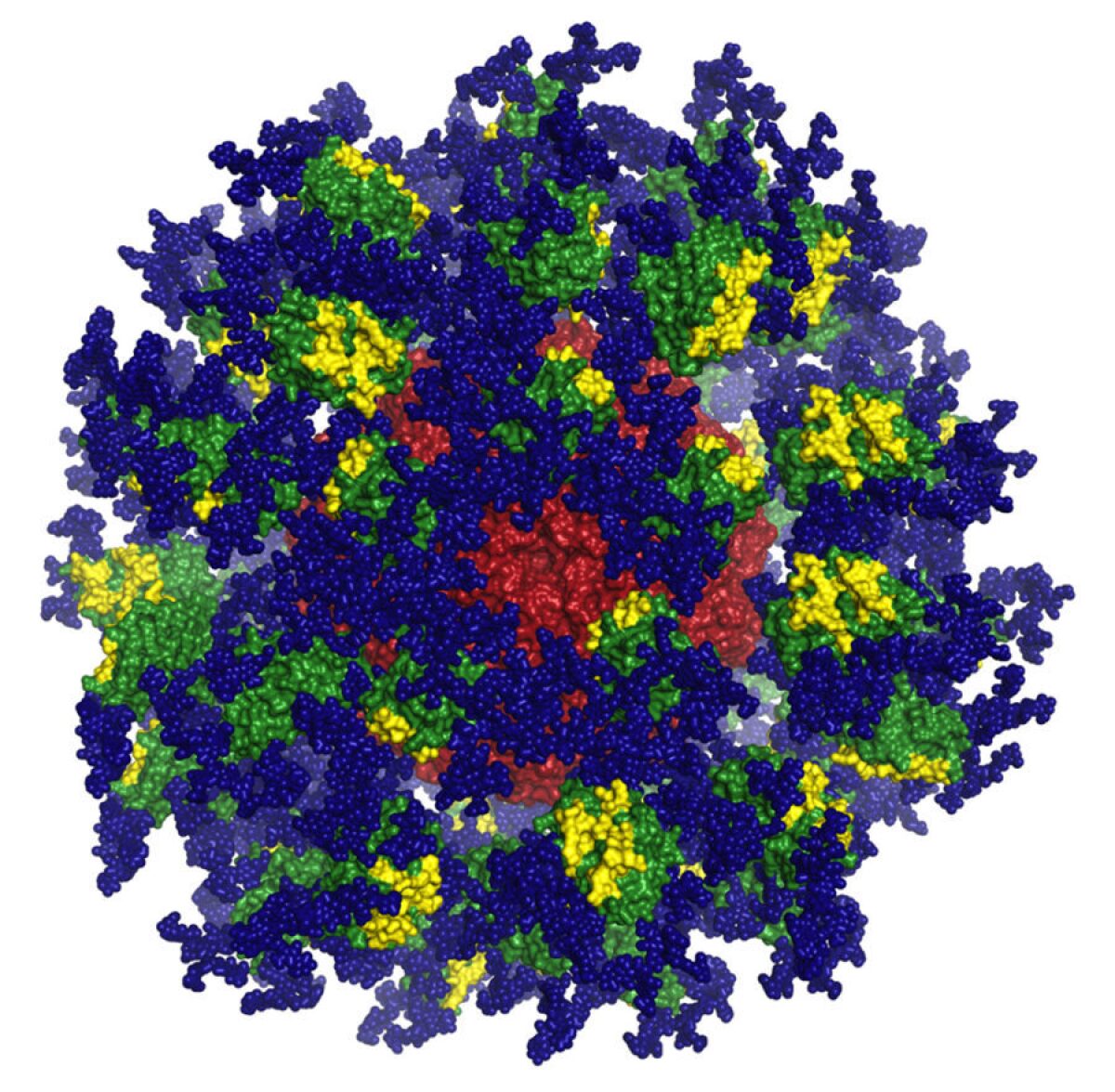 A computer image of the eOD-GT8 immune-stimulating protein.