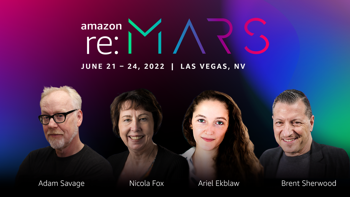 Speakers at this year's re:MARS event in June will include Adam Savage, Nicola Fox, Ariel Ekblaw and Brent Sherwood who are pictured here. 