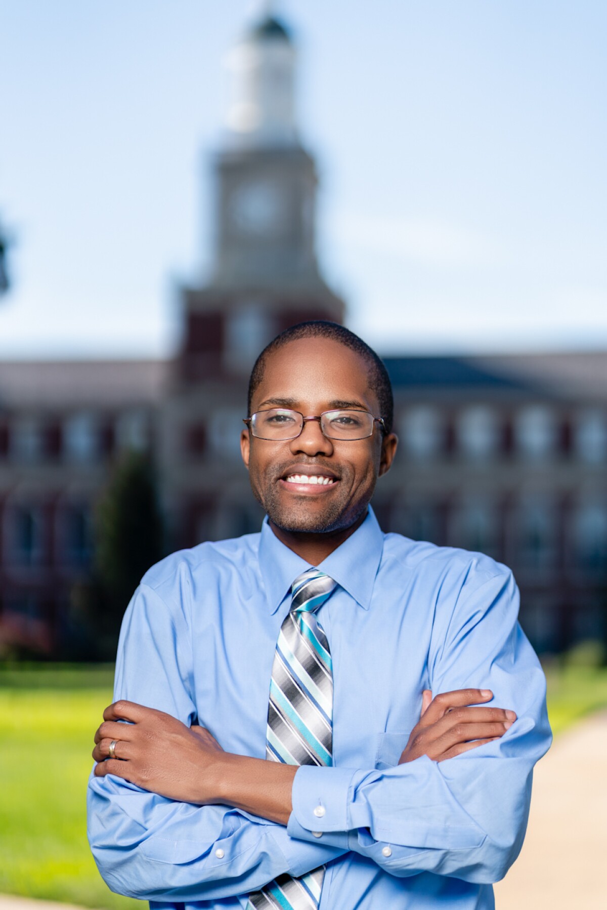 Omari H. Swinton, the chair of Howard University's Department of Economics, on Howard's campus.