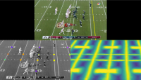 Example of sports field registration, including visualizations of grid keypoints and dense features