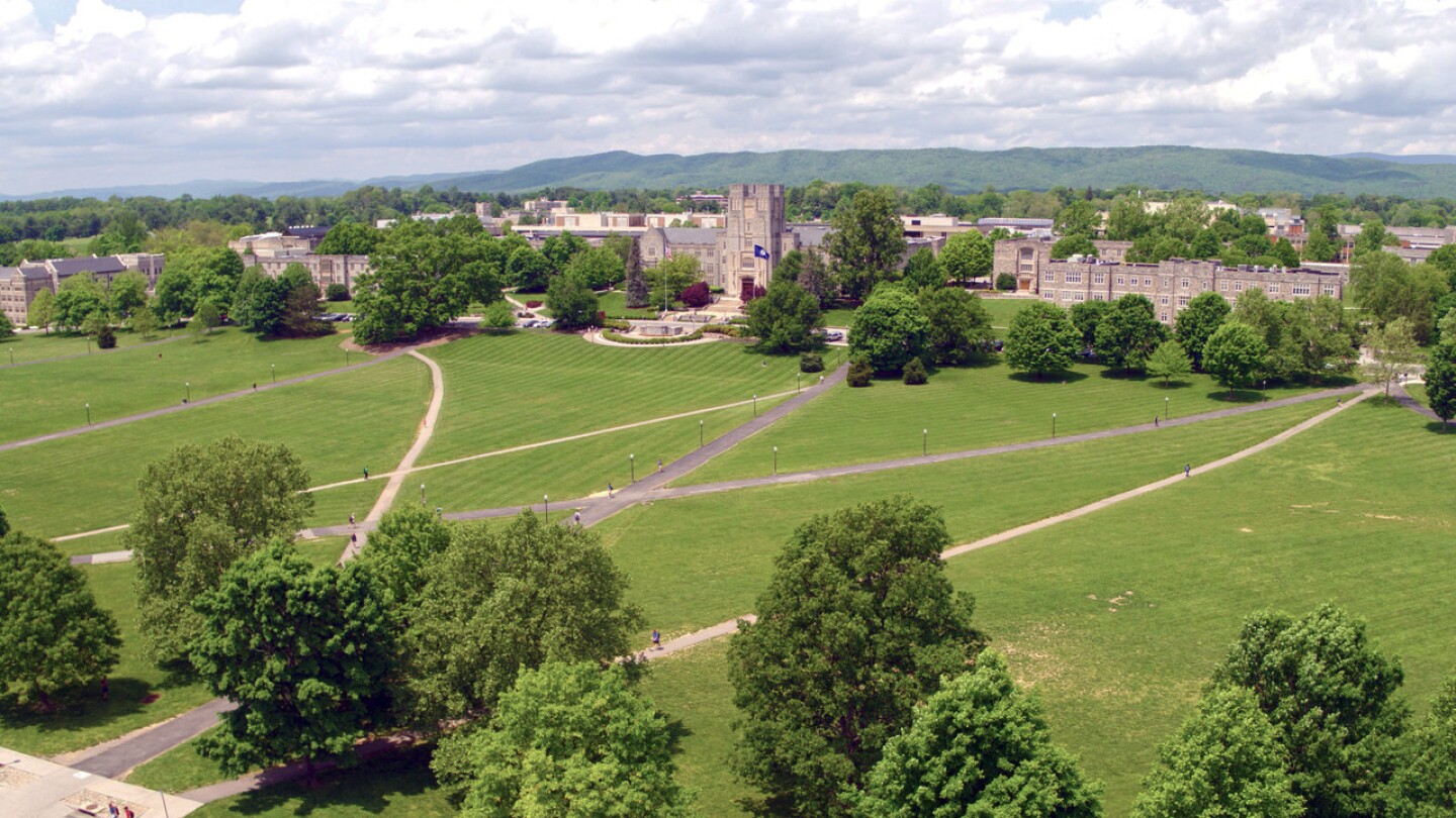 An overhead shot of the Virginia Tech campus