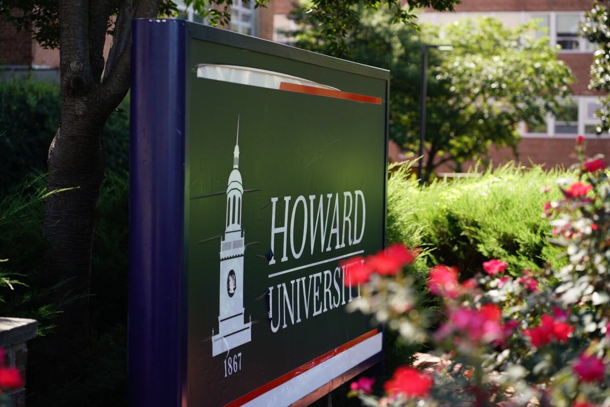 A Howard University sign on the Howard campus