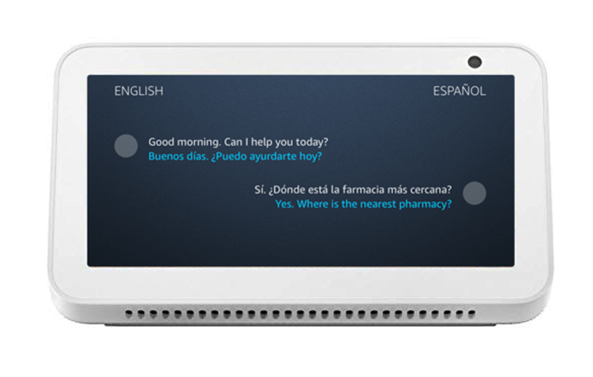 A sample interaction with Alexa Live Translation.