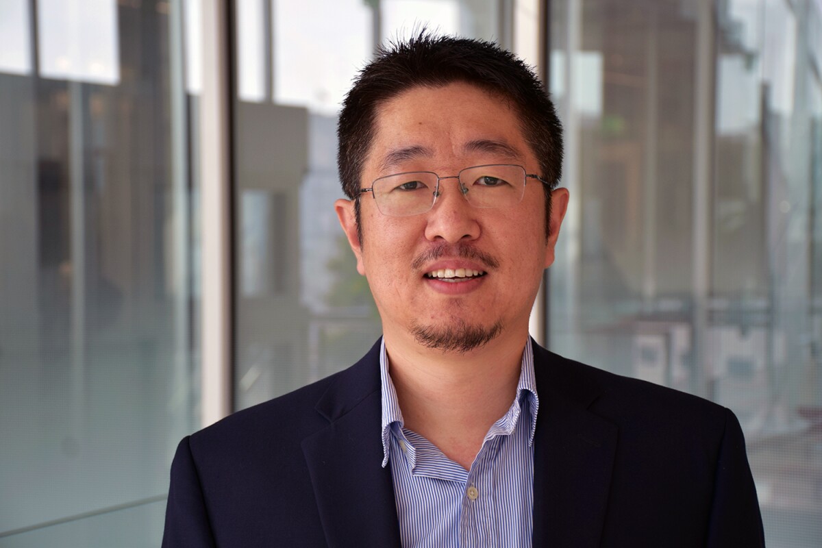 Photo is of Lantao Liu, who leads the Vehicle Autonomy and Intelligence Lab at Indiana University Bloomington