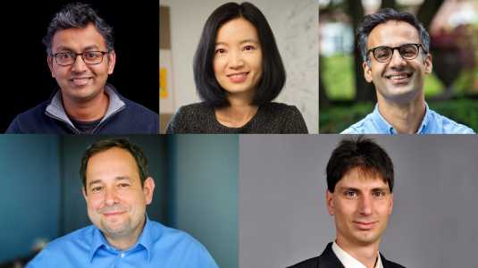 Clockwise from top left, Rahul Urgaonkar, Yizhou Sun, Pooyan Amir-Ahmadi, Alexandre Belloni, and Alexandros Potamianos