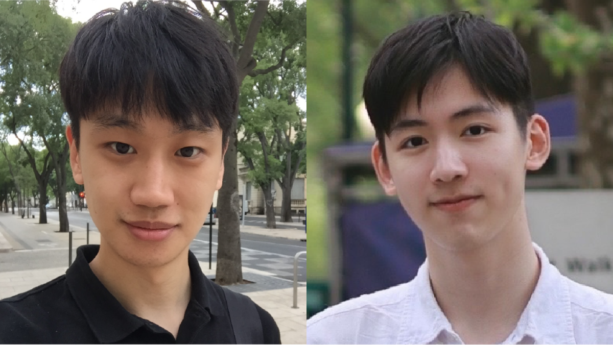 Taewan Kim, left, is a third-year PhD student in the William E. Boeing Department of Aeronautics & Astronautics. Chuning Zhu, right, is a PhD student and member of the Washington Embodied Intelligence and Robotics Development (WEIRD) lab.