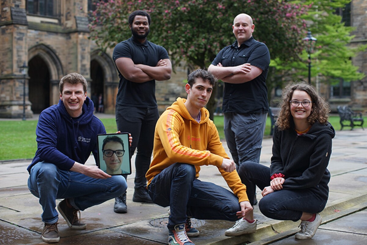 The GRILL team from the University of Glasgow consists of, left to right, Iain Mackie, Federico Rossetto (pictured on tablet), Paul Owoicho (standing), Carlos Gemmell, Jeff Dalton (standing), and Sophie Fischer.