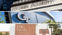 The picture is a 3 way horizontal split with images from top to bottom from Columbia University, Georgia Tech, and USC