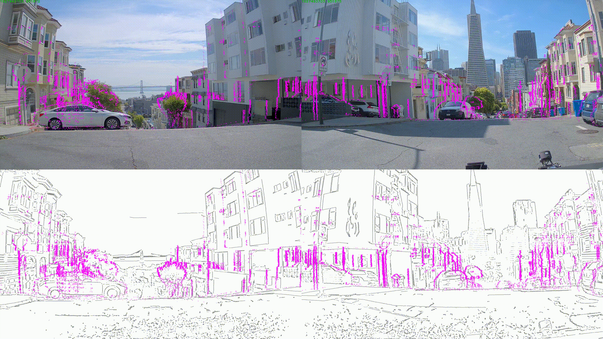 This animation shows a Zoox system aligning color camera edges to lidar depth edges