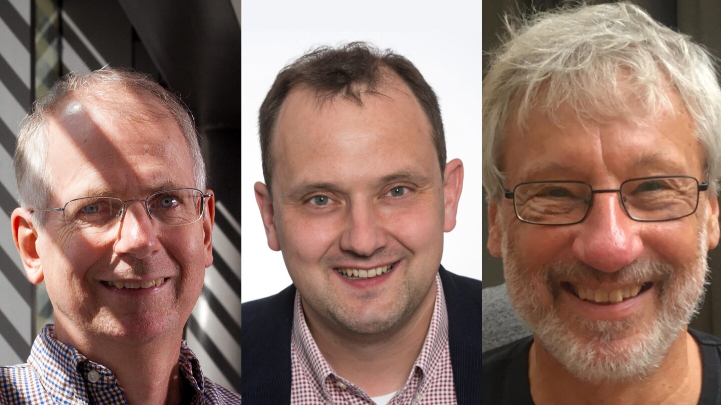 Left to right: William Cook, professor of combinatorics and optimization at the University of Waterloo; Stephan Held, associate professor with the Research Institute for Discrete Mathematics at the University of Bonn, Germany; and Keld Helsgaun, associate professor emeritus in computer science at Roskilde University, Denmark.